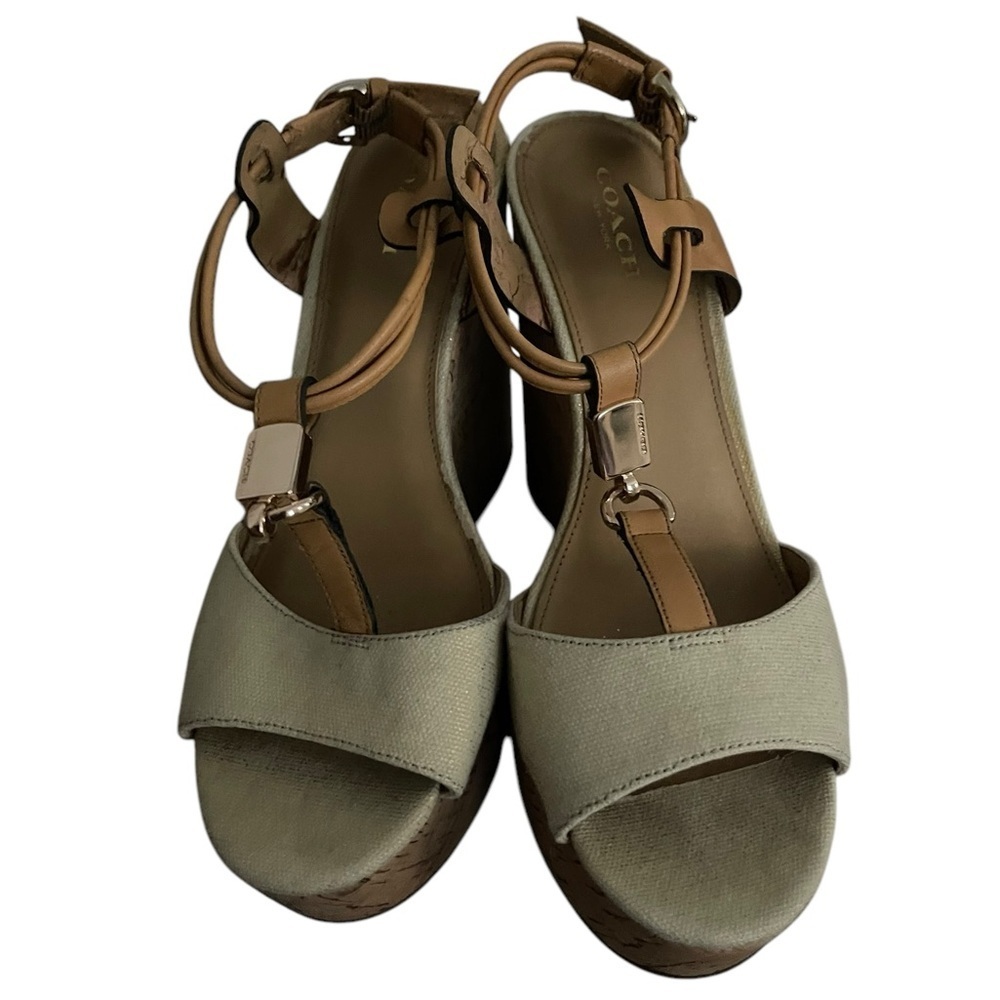 Coach  Linden Wedge Women's Tan Sandals Size 7.5 - Picture 4 of 8